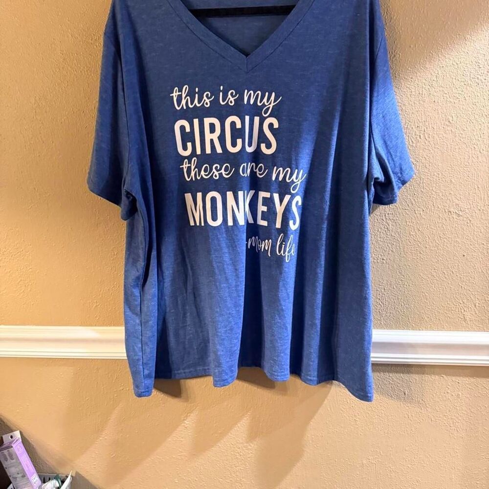 Women's Blue Mom Life T-shirt, Size 3X